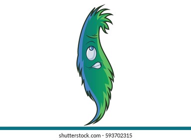 Cute Green Cartoon Irritated. Vector Illustration. Isolated on white background.
