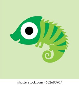 cute green chameleon vector