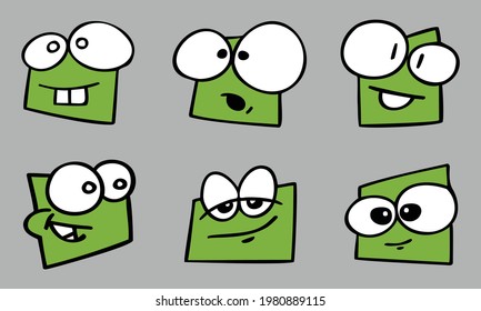 cute green character emoticon collection