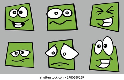cute green character emoticon collection
