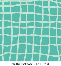 Cute green checkered hand drawn pattern. Nice pastel baby background made in vector. Cottagecore cabincore Plaid geometrical simple texture. Crossing lines. Abstract cute delicate pattern