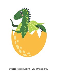 Cute green christmas dragon in santa hat. Year of the Dragon 2024, Chinese calendar.