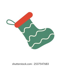 Cute Green Christmas Stocking Illustration