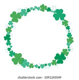 cute green clover leaf circle background vector illustration