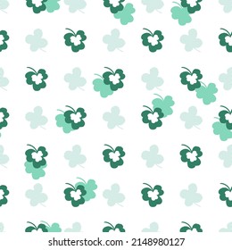 Cute Green Clover Leaves Flat Vector Graphic Art Seamless Pattern can be use for background and apparel design