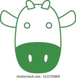 Cute Green cow silhouette illustration