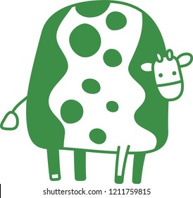 Cute Green cow silhouette illustration