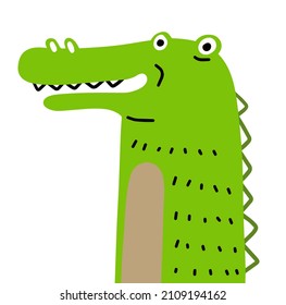 Cute green crocodile, for children product illustrations, clothes design.