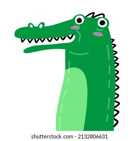 Cute green crocodile, for children product illustrations, clothes design.