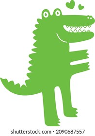 Cute Green Crocodile Icon Vector Design