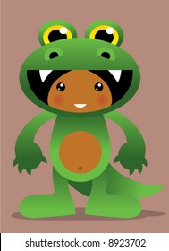 cute green crocodile vector manga illustration - easy to edit!