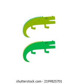 CUTE GREEN CROCS ( LIGHT GREEN, DARK GREEN ) KIDS EDITION VECTOR ISOLATED ON WHITE CAN BE USED AS LOGO