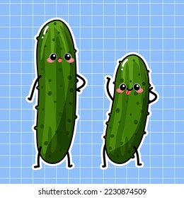 Ilustración de un vector de pepino verde lindo
