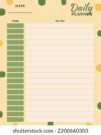 Cute green daily planner template 