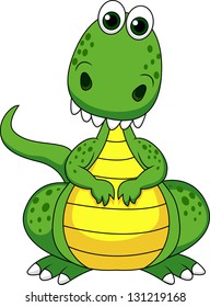 Cute green dinosaur cartoon