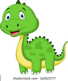 Cute green dinosaur cartoon