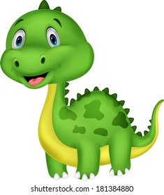 Cute green dinosaur cartoon
