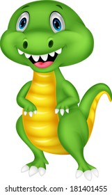 Cute green dinosaur cartoon