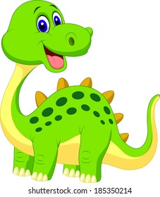 Cute green dinosaur cartoon