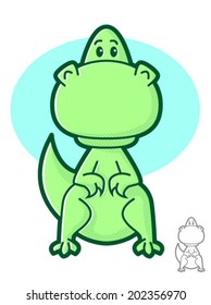 Cute green dinosaur cartoon mascot/Vector Dinosaur Character