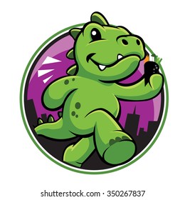 Cute green dinosaur cartoon with temaki 