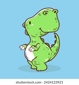 Cute green dinosaur element vector illustration