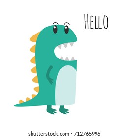 Cute Green Dinosaur Illustration