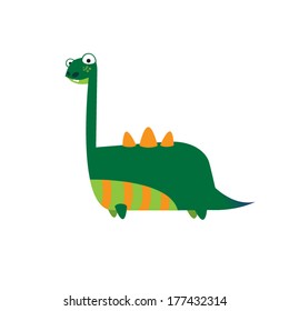 cute green dinosaur isolated vector