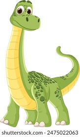 Cute green dinosaur with a long neck