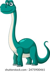 Cute green dinosaur with a long neck