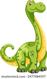 Cute green dinosaur with a long neck