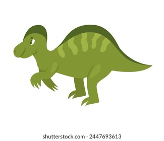 Cute green dinosaur. Prehistoric animal, jungle reptiles group, jurassic world evolution cartoon vector illustration