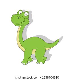 cute green dinosaur, simple vector illustration design