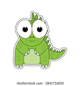 cute green dinosaur, simple vector illustration