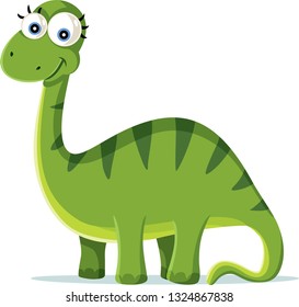 Cute Green Dinosaur Vector Cartoon Illustration. Funny prehistoric animal isolated on white background
