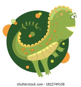 Cute green dinosaur vector graphics