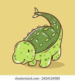 Cute green dinosaur vector illustration