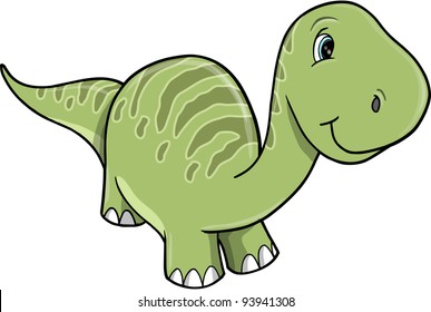 Cute Green Dinosaur Vector Illustration Stock Vector (Royalty Free ...