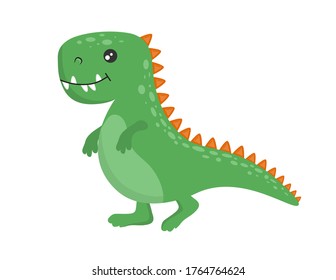 Cute Green Dinosaur Vector Isolated Illustration Stock Vector (Royalty ...