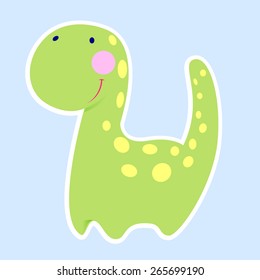 Cute green Dinosaur with yellow spots