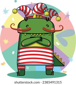 cute green dragon on april fool's day