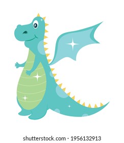 lindo dragón verde con alas