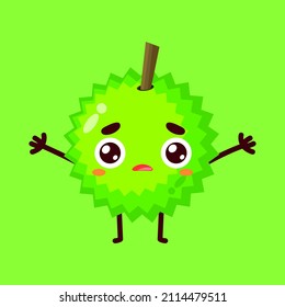 cute green durian character vector