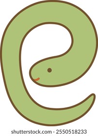 A cute green "e" written in snake-like font