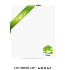 Cute and green ecology background with paper