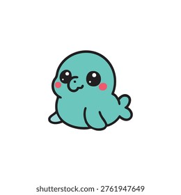 cute green  elephant seal vector illustration