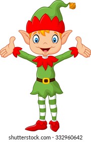 Cute Green Elf Posing Isolated On Stock Illustration 329138123