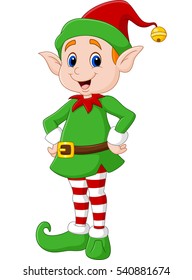 Cute green elf posing. isolated on white background