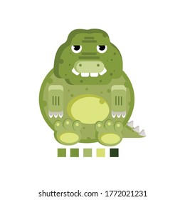 A cute green fat crocodile vector/illustration/icon/mascot attractive for education and children learning the wildlife animals with cute and harmless design.