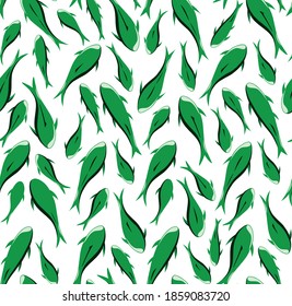 cute green fishes - seamless pattern